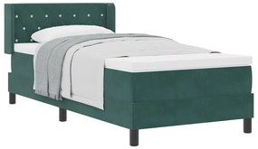 vidaXL Boxrugós ágy matracmal Sötétzöld 190 x 90 cm Poliészter