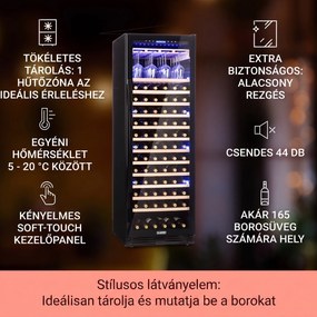 Klarstein Vinovilla Onyx Grande, nagy kapacitású borhűtő, 433 liter, 165 palack, fekete
