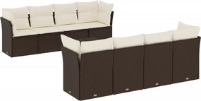 vidaXL 9 részes barna polyrattan kerti ülőgarnitúra párnákkal