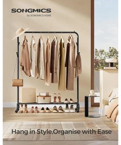 SONGMICS ruhatartó állvány 50 kg maximális teherbírással fekete színben