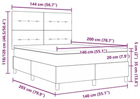 vidaXL Boxspring Ágy Matrac nélkül Világosszürke 140x200 cm Bársonyos