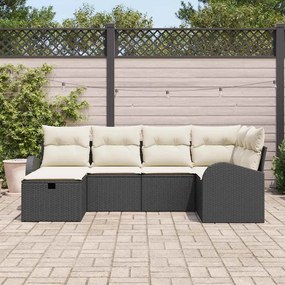 Kerti Kanapé Szett 6 pcs Fekete és krémszínű 234 x 124 x 85 cm