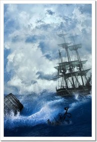Poszterek keretben 40x60 Vihar Tenger Hajó Tájkép