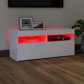 fehér TV-szekrény LED-lámpákkal 90 x 35 x 40 cm