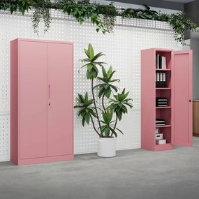 Keskeny irodai szekrény ALEX, 450 x 850 x 400 mm, Fresh Style: púderrózsaszín