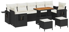 vidaXL Kerti Kanapé Szett 10 pcs Fekete polirattan