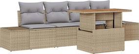 vidaXL Kert étkező szett párnával 5 pcs Barna és szürke