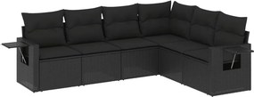 vidaXL 6 részes fekete polyrattan kerti ülőgarnitúra párnákkal