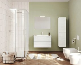 Easy 80cm-es két fiókos fürdőszobaszekrény fehér tölgy  + mosdó