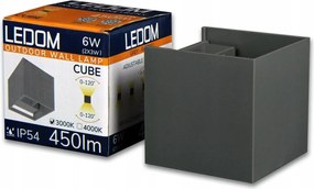 Kültéri fali lámpa Kétoldalas Led 6W Meleg szín 3000K Állítható szög IP54