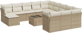 vidaXL 13 részes bézs polyrattan kerti ülőgarnitúra párnákkal