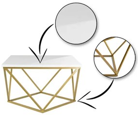 Kávéasztal CURVED 62x62 cm sárgaréz/fehér