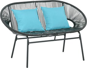 Outsunny 2 személyes kertibölcső acélból és műgyanta zsinórból 2 párnával - méretek: 132L x 72Sz x 83Ma cm - fekete | Aosom