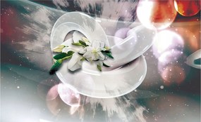 Fotótapéta Liliomok Fehér Elegancia Absztrakt és Perspektíva 208x146 +ragasztó