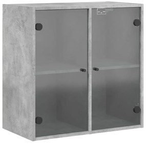 betonszürke faliszekrény üvegajtókkal 68 x 37 x 68,5 cm