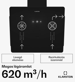 Klarstein Aurica 60, páraelszívó, 60 cm, 610 m³/ó, LED, érintőképernyős, üveg, fekete