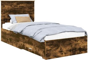 vidaXL Ágykeret fejtámlával Füstölt tölgy és ezüst 75 x 190 cm Faanyag