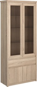 Vitrines szekrény, DTD laminált, tölgy sonoma, NORTY TYP 3