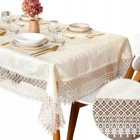 Abrosz Gipszkarton krémszínű asztalra foltálló klasszikus 130x180 ekrü csipke