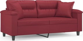 vidaXL 2 személyes bordó műbőr kanapé díszpárnákkal 140 cm