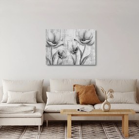 Üveg kép - Fekete-fehér virágok a háttérben (70x50 cm)