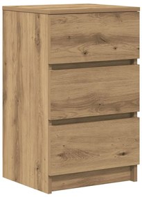 vidaXL 2 db kézműves tölgy éjjeliszekrények 3 fiókkal 39x35x65 cm