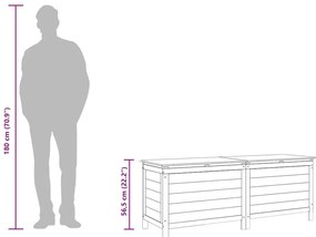 fehér tömör fenyőfa kerti tárolóláda 150x50x56,5 cm