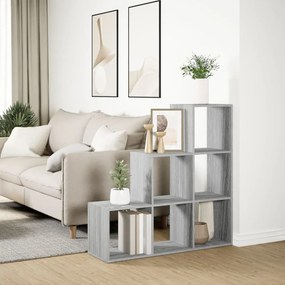 3 szintes szürke sonoma fa elválasztó könyvespolc 99x29x99 cm