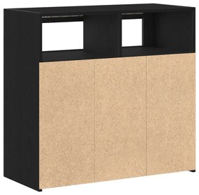 Fekete tölgy komód LED világítással, 80x35x75 cm, MDF