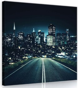 Vászonkép 40x40 Éjszakai város városkép városi út fény magány