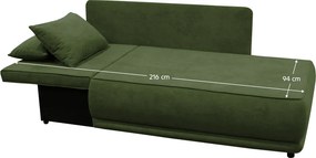 Kihúzható kanapé, zöld, balos, LIAMI