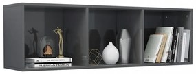 magasfényű szürke szerelt fa könyv-/TV-szekrény 36x30x114 cm