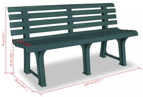 zöld műanyag kerti pad 145,5 cm