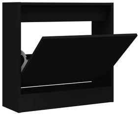 fekete szerelt fa cipőszekrény 60 x 21 x 57 cm