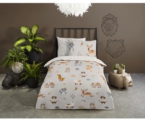 Szürkésbézs egyszemélyes pamut gyerek ágyneműhuzat 140x200 cm Woody – Good Morning