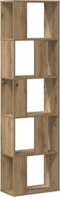 vidaXL 5 szintes kézműves tölgy színű fa könyvespolc 45x23,5x162,5 cm