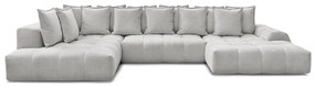 Világosszürke zsenília kinyitható-tárolóhelyes sarokkanapé (bal oldali-U alakú) Everest – Bobochic Paris