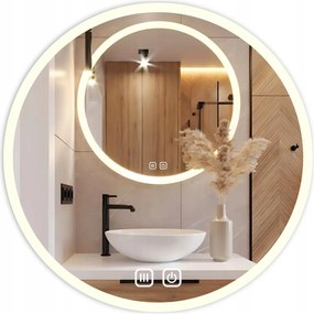 Fürdőszobai Led Tükör 80 CM Kerek, Megvilágított Érintőképernyős, Páramentes 3 Szín