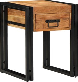 vidaXL Végasztal fiókkal Barna és fekete 40 x 40 x 50 cm Tömör Akácfa