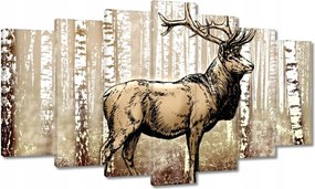 Vászonkép 140x80 Szarvas a nyírfaerdőben