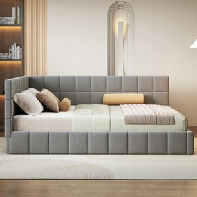 Kárpitozott ágy Összecsukható kanapé 160x200 Franciaágy velúr szürke