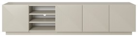 Asha RTV szekrény 200 cm - kasmír, bordázott előlap és nyitott polc