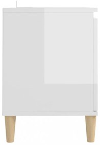 magasfényű fehér TV-szekrény tömör falábakkal 103,5x35x50 cm