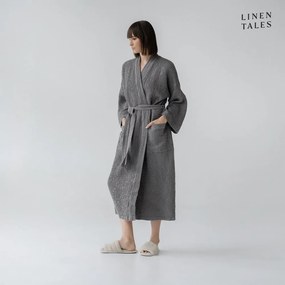 Sötétszürke fürdőköpeny S/M Honeycomb – Linen Tales