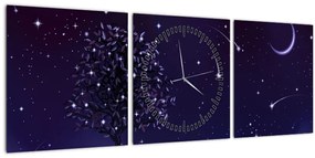 Kép - Illusztrációban fogott éj (órával) (90x30 cm)
