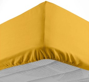 Sárga gumis pamut lepedő 180x200 cm Lina – douceur d'intérieur