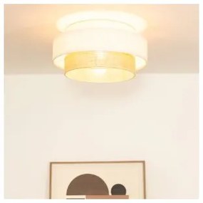 Mennyezeti lámpa BOHO 1xE27/60W/230V, átmérő 40 cm, fehér/juta