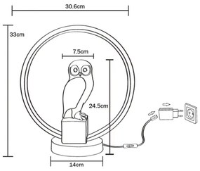 Zuma Line EX04F332U-1 - LED Asztali lámpa SOWA LED/4W/5V fekete/fehér