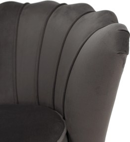 Art-deco stílusú fotel, szürkésbarna Velvet szövet/gold arany króm, NOBLEO