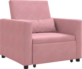 vidaXL Kihúzható kanapéágy egyszemélyes light pink 90 x 165 x 87 cm